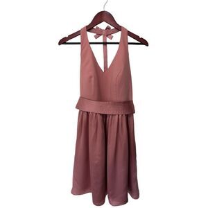 NWT NEW White Vera Wang Blush Pink Bowtie Open Back Mini Dress Formal Size 8